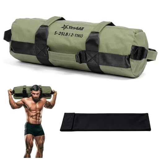 Yes4All Workout Sandbags, Heavy Duty Sandbags for Fitness, Conditioning, MMA & Combat Sports - Army Green - S
