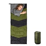 Outvita Camping Sleeping Bag for Adults, 3 Season Cold Weather & Warm, Envelope Sleeping Bags, Lightweight, Waterproof, Machine Washable, Camping Gear Equipment for Backpacking, Hiking (Green)