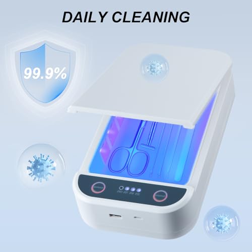 Image of Nail Tool Sterilizer Box Portable with Blue Light,USB Sterilizer Cleaning Box for Nail Salon, Tweezers, Jewelry, Phone, Manicure Tools