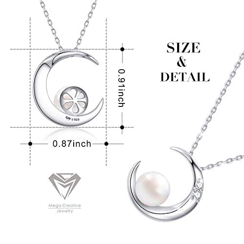Mega Creative Jewelry Moon Pearl White Freshwater 925 Sterling Silver Pendant Necklace For Women With Crystals Jewelry Gifts For Mom Wife Girls Her #TOP1
