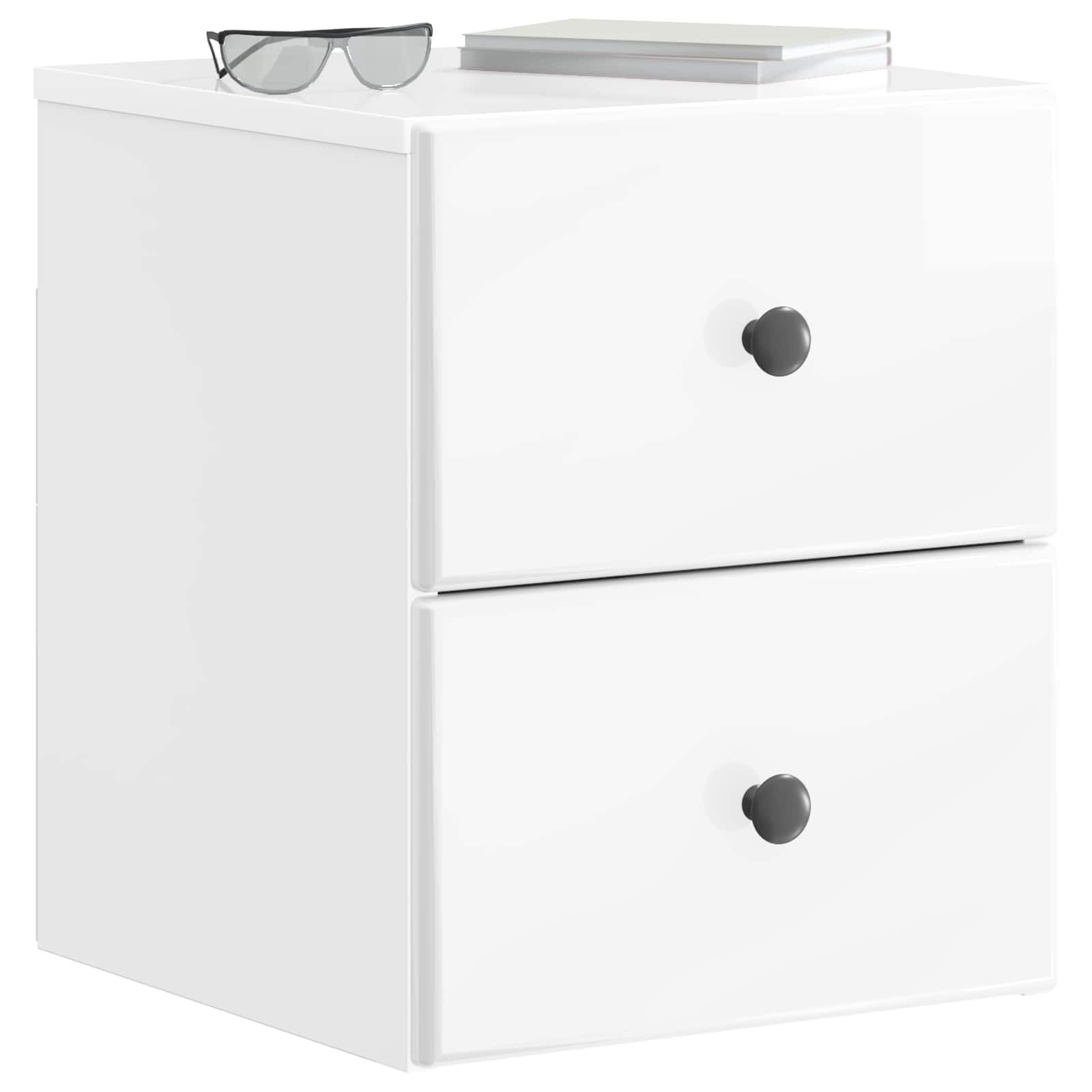 Comodino sospeso, bianco lucido, 34,5 x 33 x 40 cm