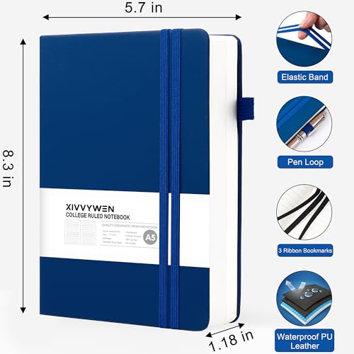 Carnet de notes ligné A5 de 352 pages avec couverture rigide noire pour le bureau - 6