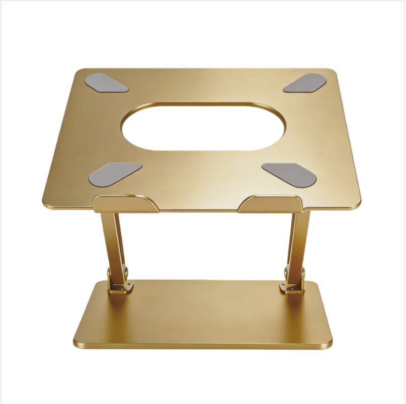 VECOFO Laptop Stand for Desk Ergonomic Aluminum Laptop Stand Adjustable Height Foldable Laptop Riser for 10-17 Inchs Laptop(Gold)