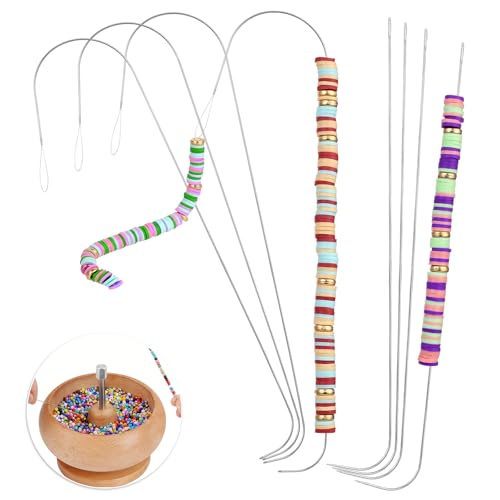 4Pcs Bead Spinner Needles Big Eye Beading Needles Stainless Bead Needle,Bead Needles for Jewelry...