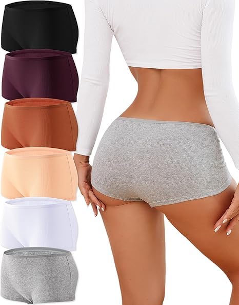 Cotton Underwear for Women Boyshort Panties Full Coverage Boxer Briefs Stretch Boy Short Undies 6 Pack-image-37