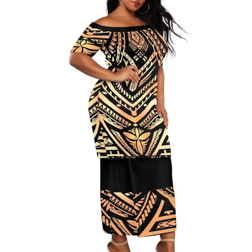 Polynesian Samoan Puletasi for Women | Polyester - Spandex Island Attire with Floral Patterns | Sizes S-4XL2
