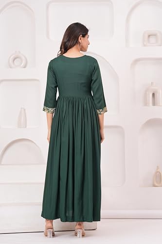 Image of Dhruvi Women's Rayon Anarkali Maternity Dress & Feeding Kurti with Zippers