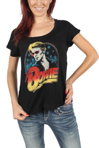 David Bowie - - T-shirt rouge Shades Dolman Photo de femmes en noir, X-Large, Black