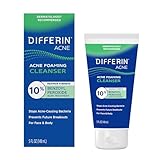Differin Acne Face Wash with 10% Benzoyl Peroxide, Maximum Strength OTC Acne Foaming Cleanser, Fast Acting Acne Treatment for Face and Body, 5 oz.