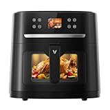 VIOMI VORTEX Max Heißluftfritteuse 8L Air Fryer, mit automatischer Erkennungstechnologie,12 Smartprogrammen, 1800 W, TFT-Display, Wende-Erinnerung, Antihaftbeschichtet, Spülmaschinengeeignet, Schwarz