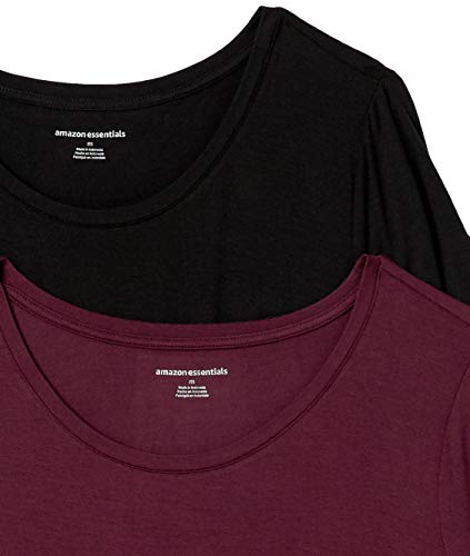Amazon Essentials Women's Short-Sleeve Scoopneck Tunic, Pack Of 2, Black/Burgundy, Small #TOP5