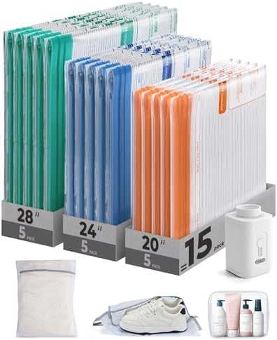 BAGSMART Travel Vacuum Bags with Electric Pump, Vacuum Seal Bags ...