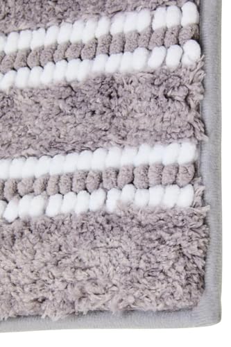 Image of DecorTwist Mosaic Super Soft Microfibre Bath Mat | 2000 GSM Anti-Skid, Quick Dry & Water Absorbent | Non-Slip Mat for Bathroom, Bedroom & Kitchen Floor | 60x40 cm | Style 1 Gray | Pack of 2