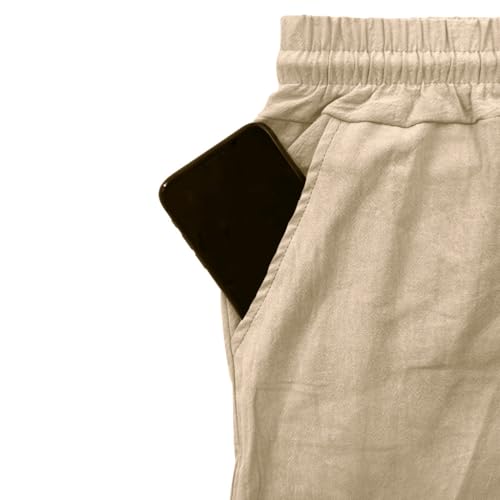Fashion Linen Pants for Mens Summer Casual Trousers Comfy Loose Fit Solid Color Drawstring Waist Pant Lightweight4