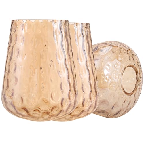 Image of Wine Glass Lamp Shade for Lighting Fixture, 6.3 inch Height, 1-5 /8 Inch Fitter, 3 Pack Clear Amber Hammered Water Ripple Glass Replacement Globe Shade