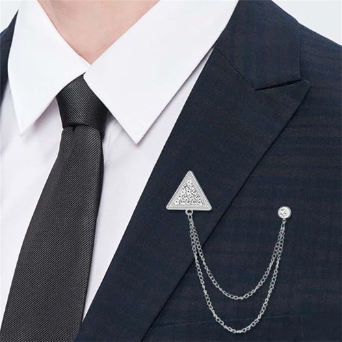 Image of 2PCS Crystal Hanging Chain Brooch Suit Pin for Men Women Vintage Crown Cross Star Diamond Broochs Gold and Silver Wedding Brooch for Clothes Dress Hats Bags Accessory