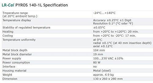 Lr-Cal Pyros-140-1L Compact Dry Block Temperature Calibrator -24°C To +140°C #TOP1
