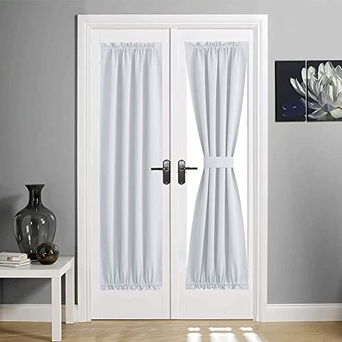 Französische Türvorhänge Verdunkelung Wärmeisolierte graue Vorhangplatte Stange Tasche Schwere Türvorhänge für Winter Kleine Fenstervorhänge Ein Panel/Paar Cover