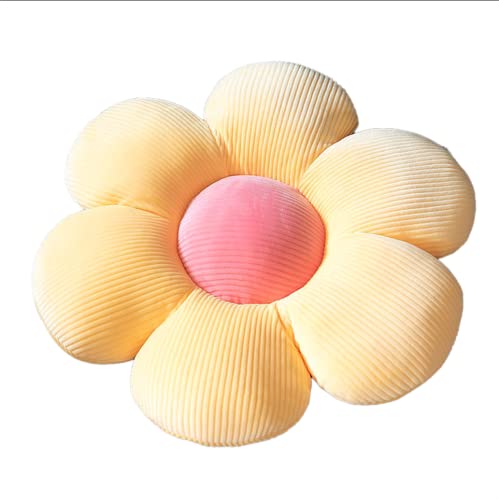Elonel Flower Pillow, Flower Shaped Throw Pillow Butt Cushion Flower Floor Pillow, Office Seat Cushion, Tatami Car Cushion Cute Room Decoration And Living Room Sofa Cushion (14.9Inch, Yellow Powder) #TOP16