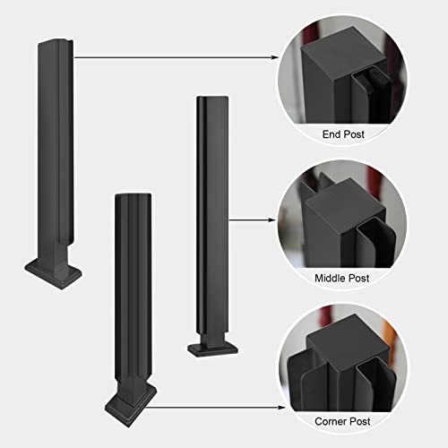 Poteau de balustrade en verre noir avec pinces de serrage intégrées - 6