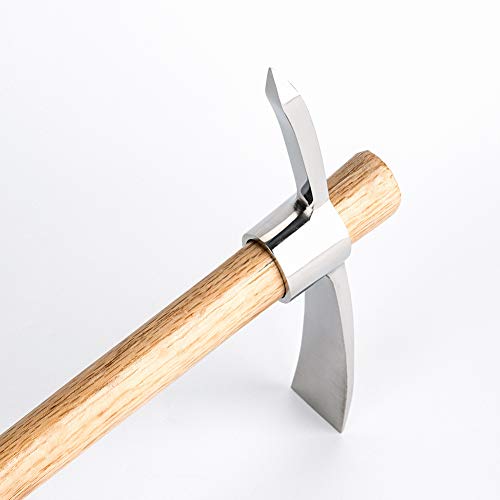 ZOOM.LZ Garden Pick Axe for Digging Action Hoe for Weeding Mattock Hoe Tool, Stainless Steel Hoe with Hardwood Handle,Small Pickaxe Hoe for Gardening,Loosening Soil, Garden Hoes Tool Pick Axes