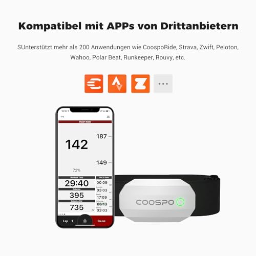 COOSPO H808S Brustgurt Pulsmesser ANT+/Bluetooth, Premium Herzfrequenzmesser Pulsgurt Sensor HRM-Messung Pulsgurt IP67 Wasserdichter, Kompatibel mit Polar, Elite HRV, Wahoo, Garmin, Strava