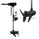 Cloud Mountain Trolling Motor Stepless Speed Electric Outboard Brushless for Fishing Boats Saltwater Transom Mounted with Adjustable Handle, 90 LBs Thrust 12V 29' Shaft