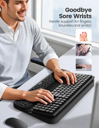 Image of Vaydeer Wrist Rest with Keyboard Stand, 16.9 * 9.8in, Ergonomic Keyboard Riser with Soft Memory Foam Wrist Support, Desk Cushion for Office, Home and Typing, Black