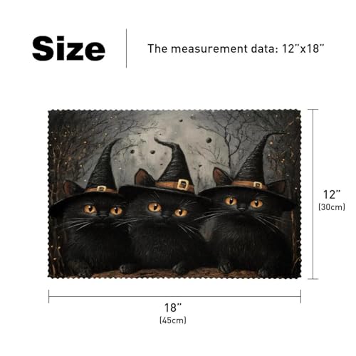 Set de table chat noir anti-rayures pour protéger votre table à Halloween - 6