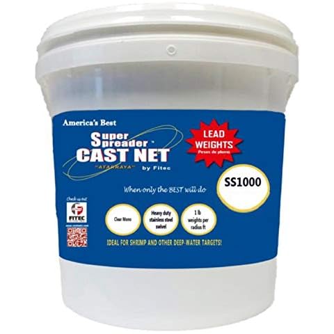 Fitec SS1000 Super Spreader Cast Net, Clear, 9' radius, 3/8" mesh, 1 Lb wts Cover