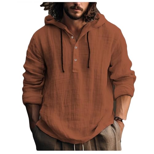 Letuwj Cotton linen shirt hooded sweatshirt long sleeve hooded casual daily wear4