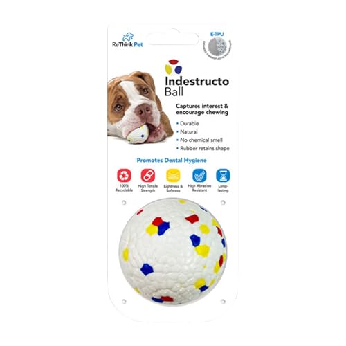 ReThink Pet Indestructo Ball – Durable Dog Toy for Strong Chewers, Long-Lasting Rubber Ball for Fetch, Boredom Relief & Outdoor Play