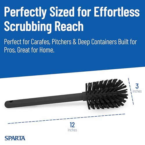 Image of SPARTA 12 Inch Bottle Brush with Polyester Bristles and Plastic Handle, Color Coded, Large Round Head Cleaner for Bottles Jars and Food Service Equipment, Black