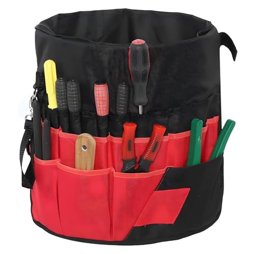 VIFER Sac à Outils pour Seau, Sac à Outils Multifonctionnel en Tissu Oxford avec 42 Poches pour Outils de Jardinage, Noir