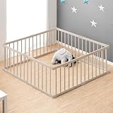 ベビーサークル RENEW! 天然木 ジョイント式 高さ56cm 幅163cm 8枚セット 木製 グレージュ 30600001(100217)