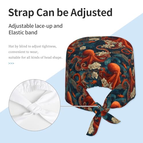 Image of Adjustable Scrub Cap with Sweatband, Breathable Working Hat for Men /Women