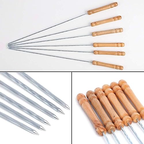 image for HAKSEN 12 PCS Barbecue Skewers with Wood Handle Marshmallow Roasting S