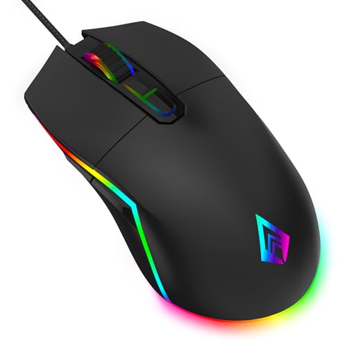 Image of Archer Tech Lab Wired Gaming Mouse, 8000 DPI Adjustable Gaming Sensor, 7 Programmable Buttons, HUYU Switches, 6 Modes RGB Backlit, Ergonomic USB Mouse for PC, Laptop, Windows, Mac (Recurve 500-Black)