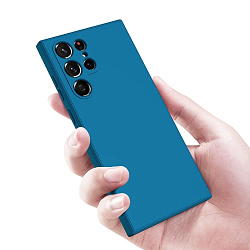 Image of Kapa Matte Lens Protective Back Cover for Samsung Galaxy S22 Ultra, Slim Silicone with Soft Lining Shockproof Flexible Full Body Bumper Case (Blue)