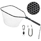 GOODCAT Fly Fishing Net, Bass Trout Landing Net, Folding Fishing Nets Fresh Water, Safe Fish Catching or Releasing, Fly Fishing net Magnetic Release (A:Square-Extend Length:24.6')