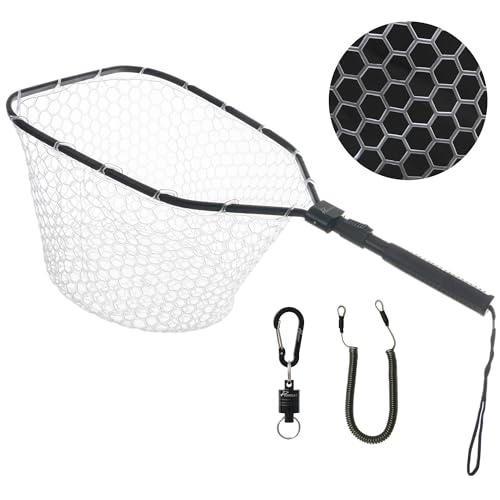 GOODCAT Fly Fishing Net, Bass Trout Landing Net, Folding Fishing Nets Fresh Water, Safe Fish Catching or Releasing, Fly Fishing net Magnetic Release