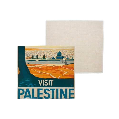 sous Verre en Lin - Visit Palestine Affiche Poster Vintage Voyage Art Deco 30's - 1 unité (100 x 100 mm)
