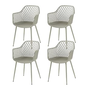 buybyroom Gartenstühle 4er Set, Garten Sessel Outdoor, Gartenstuhl Kunststoff Terrassenstühle Balkonstühle, Metallstuhlbeine, 120 kg belastbar, Grau