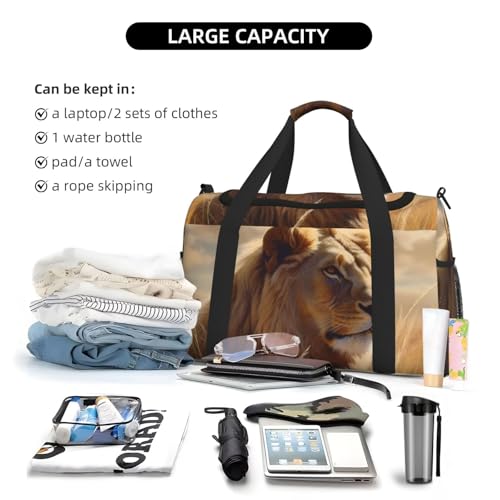 Travel Duffel Bag Lightweight Waterproof Carry On Tote Bag Foldable Weekender Overnight Bags Prairie Lion Sport Gym Bag For Women Men4
