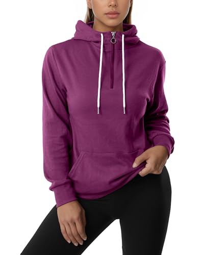 Image of GIVON Womens Casual Zip Up Hoodie Cotton Blend Soft Fabric Basic Layering Hooded Jacket with Kangaroo Pocket