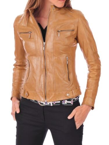Womens leather Jackets Motorcycle Bomber Biker Genuine Lambskin Leather Jacket for Women 02