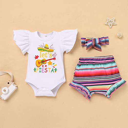 Isn't She Lovely Newborn Baby Girls Coming Home Outfit Ruffle Romper Shorts Pants Headband 3PCS Summer Clothes Set2