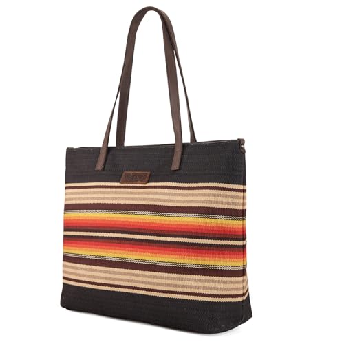Image of Montana West Wrangler Aztec Print Canvas Tote Bag Capacity Shoulder Bag for Work, Travel & Everyday Use