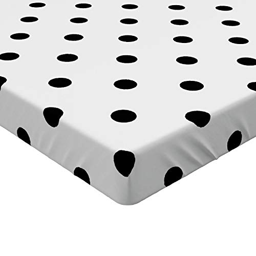 Lunarable Polka Dot Fitted Sheet, Classic Composition Of Black Droplets Traditional Ornate Polka Dots Pattern, Soft Decorative Fabric Bedding All-Round Elastic Pocket, Queen Size, White Black #TOP1