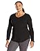 Just My Size Women's Pluslong Sleeve V-Neck Tee, Ebony, 5XL